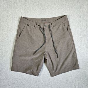 ROARK Men's Layover Trek Shorts Size 32 Brown Polyester Blend Stretch Travel